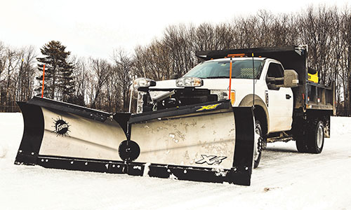 Showing western snowplows mvp3 v-plow installed on snowtruck Abco truck equipment Toledo Ohio and Michigan