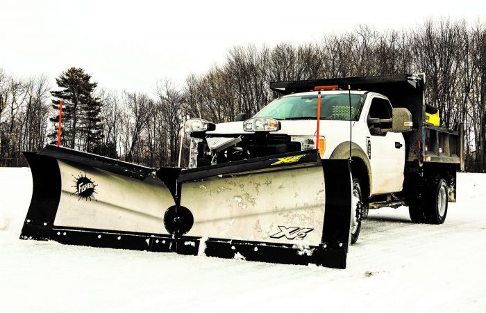 Fisher snowplows XV2 v-plow stainless steel installed on snow truck abco truck equipment toledo ohio and michiganOUTDOOR